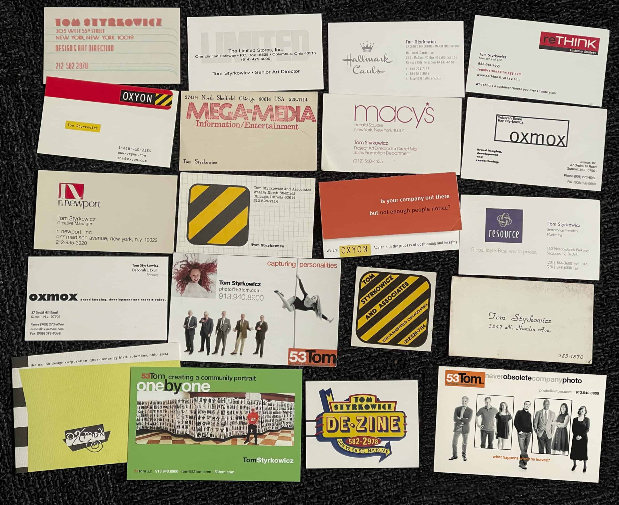 Tom's old business cards