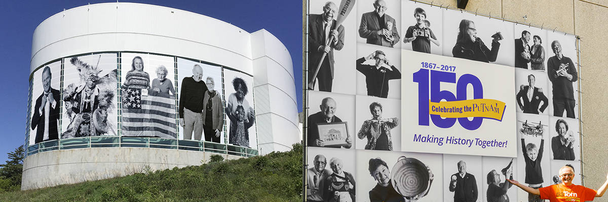 Images displayed outside the museum.